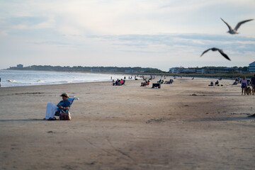 Relaxing Beach Day at Hilton Head With Families and Friends Enjoying the Sun