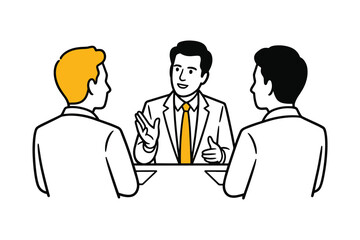 Business Meeting Illustration with Three Men in Formal Attire Discussing Issues