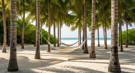 Calm Summer Vacation on Palm Tree Beach