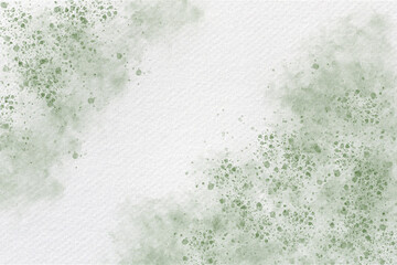 Abstract soft green watercolor wash background with artistic splatter and cloudy gradient texture. Ideal for decorative wallpaper, greeting cards, digital artwork, branding, and web design projects