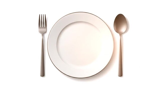 Elegant Table Setting: Plate, Fork, and Spoon on White