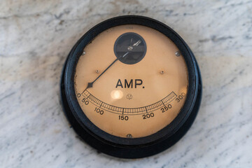 Analog Ammeter Measuring Electrical Current, Close-Up