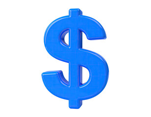 Fototapeta premium A glossy, blue three-dimensional dollar sign isolated on a black background
