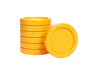 Stacked and individual golden coin renditions on a stark black background