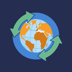Animated Globe with Arrows Symbolizing Worldwide Cycle