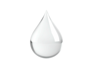 Isolated, glossy, translucent, teardrop or drop of liquid against a black backdrop