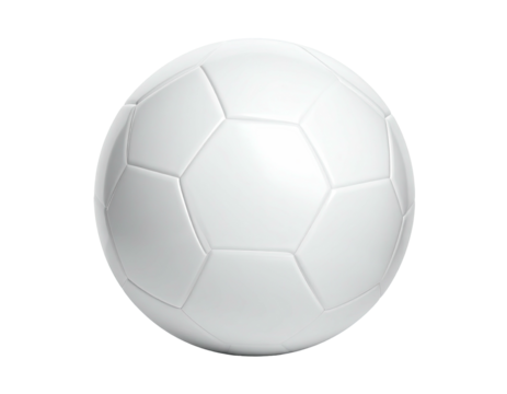 A perfectly rendered, all-white, spherical soccer ball floating against black - Powered by Adobe