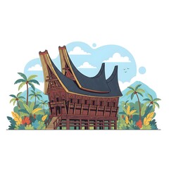 Rumah Gadang Traditional Minangkabau House from West Sumatra, Indonesia.