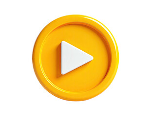 3D yellow-rimmed button with a white triangle, against a black background