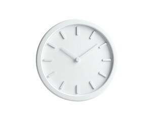 A stark white clock face, minimalist design, with hands at 1010, set against black