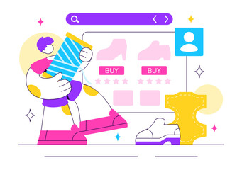 Online Marketplace For Handmade Goods Illustration Featuring a Platform That Allows Craftsmen to Sell Unique Handmade Products to Consumers