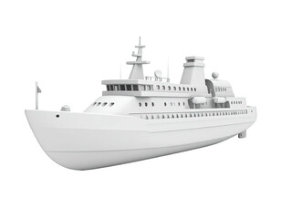 White, generic passenger ship with multiple decks, radar, and flagpole