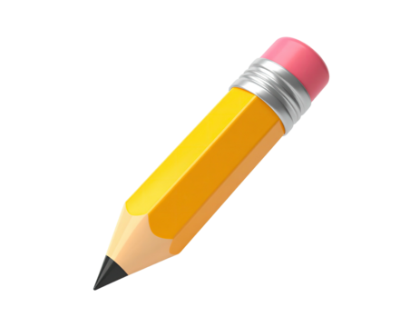 Isolated yellow pencil with a pink eraser and silver ferrule against black