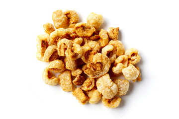 Crispy pork cracklings, a crunchy savory snack.