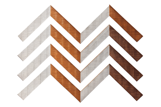 Geometric chevron pattern with textured wood and white stripes isolated on transparent background - Powered by Adobe