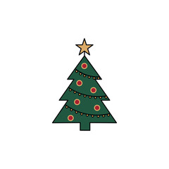 Flat design christmas tree vector icon.