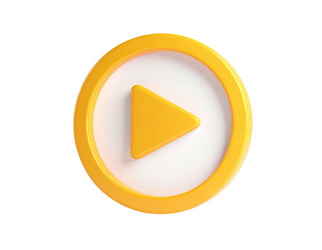 A vibrant yellow play button icon, white backing, and a glossy ring on black background