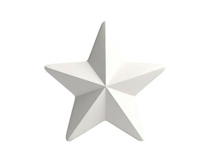 A glossy, 3D white star with five points on a black background