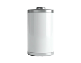 White cylinder with metallic top/bottom, isolated on black background