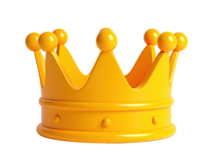 A golden crown with rounded spikes and a layered base, rendered against black