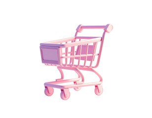 Rendered 3D pink shopping cart against a solid black background