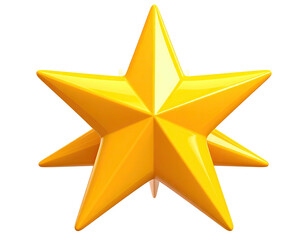 A layered, gleaming golden star icon, rendered with a 3D effect on black