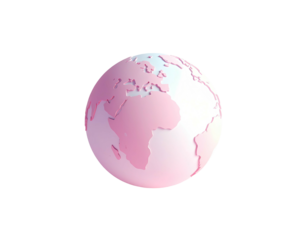 Pale pink, 3D rendered globe isolated on a black background