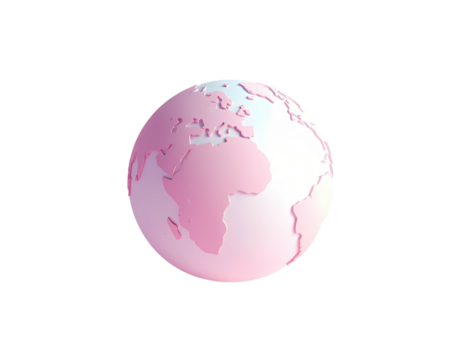 Pale pink, 3D rendered globe isolated on a black background