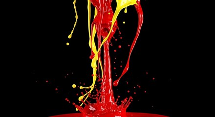 Dynamic Paint Splash - Red and Yellow Colors in Motion.