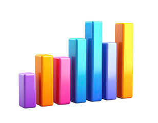 3D render of vibrant, multicolored bar graph columns against a black background