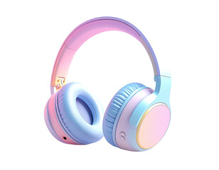 Pastel-colored over-ear headphones on black background, vibrant lighting