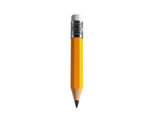 A close-up of a yellow wooden pencil with an eraser, against a black background