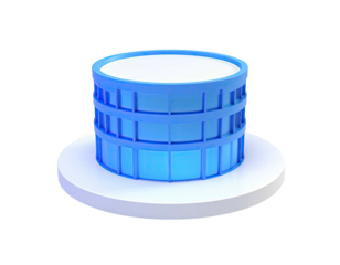 A minimalist blue cylindrical building on a white base, 3D rendered
