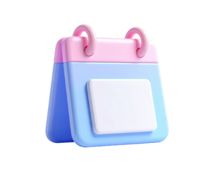 Pastel-colored 3D calendar, simple design, clean lines, ready for notes or dates