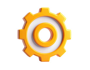 3D rendered gear with a white circular interior on a black background
