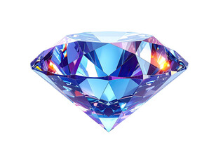 A sparkling, multifaceted, clear diamond with light reflecting through its facets on black