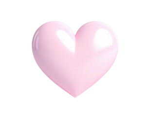 A glossy, 3D rendering of a heart shape in soft pink, against a black backdrop