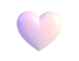 A glossy, pastel heart floats against a stark black backdrop, showcasing gradients