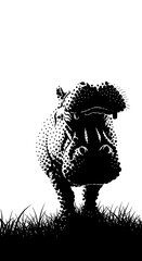 Monochrome Hippopotamus Portrait - A Study in Contrasts and Textures.