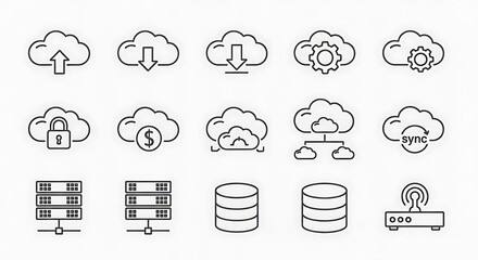 Cloud Computing and Data Storage Icons - A Modern Technology Set.