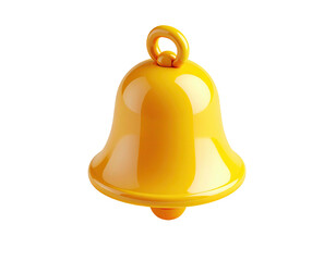 Glossy, golden bell with a ring on top, set against a stark black background