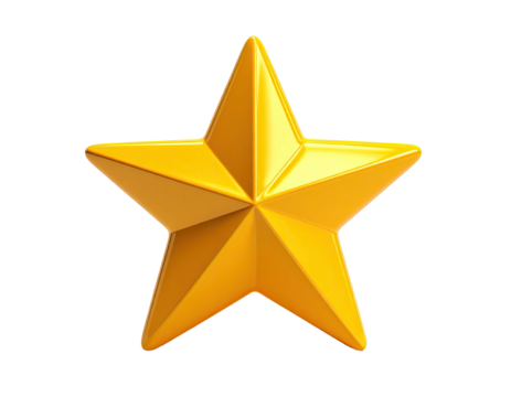 A glossy five-pointed golden star floats against a stark, black background