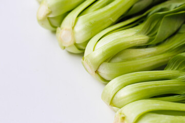 Fresh bok choy on white background.