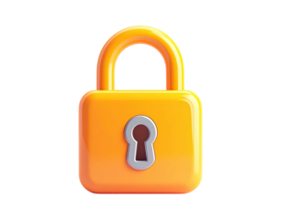 3D rendered, golden padlock with silver keyhole, isolated on black