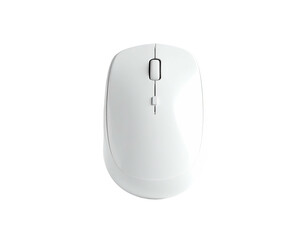 White wireless computer mouse on a dark background, simple and sleek