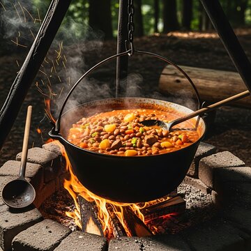 Campfire Stew - A Hearty Meal Cooked Outdoors.