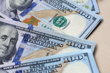 U.S. one hundred dollar banknotes.