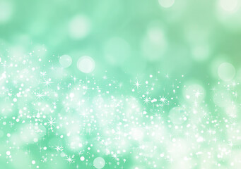 Obraz premium Soft green background with bright sparkling effects for festive and cheerful designs