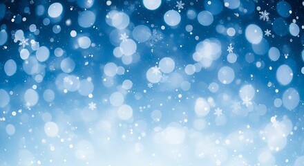 Winter Wonderland - A Dreamy Blue Bokeh Snowfall Scene.