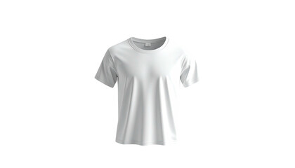 White short-sleeved tee shirt isolated on black background, centered, front view